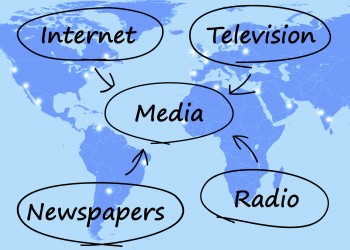 Media Diagram Shows Internet Television Newspapers And Radio